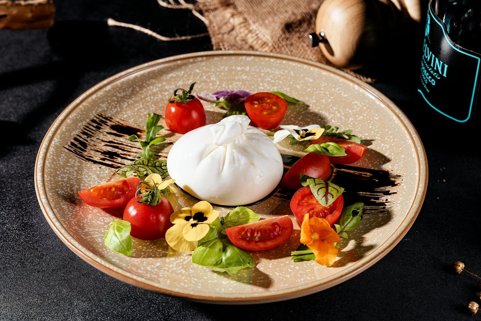 Gourmet Caprese Salad with Fresh Burrata Cheese