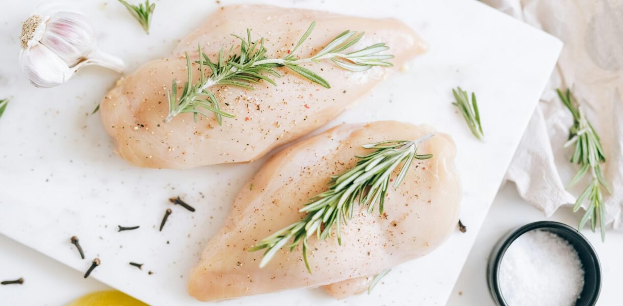 Chicken Meat on White Ceramic Plate