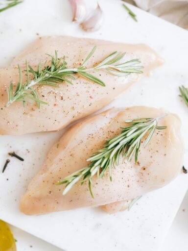 Chicken Meat on White Ceramic Plate